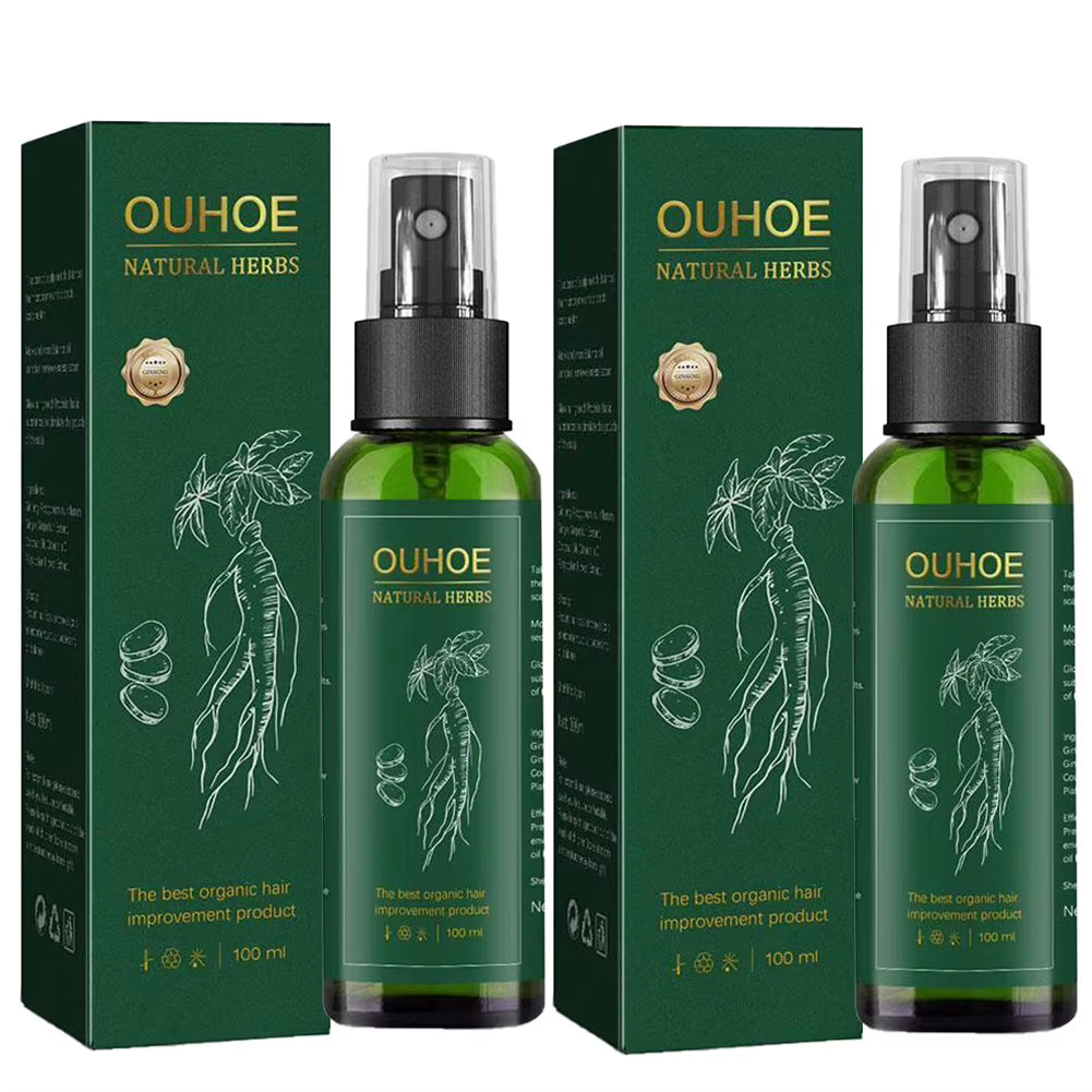 2Pcs*100Ml Ginseng Hair Serum for Men Women Nourishes Scalp Strengthen Root Repair Damaged Hair Herbal Hair Care Spray