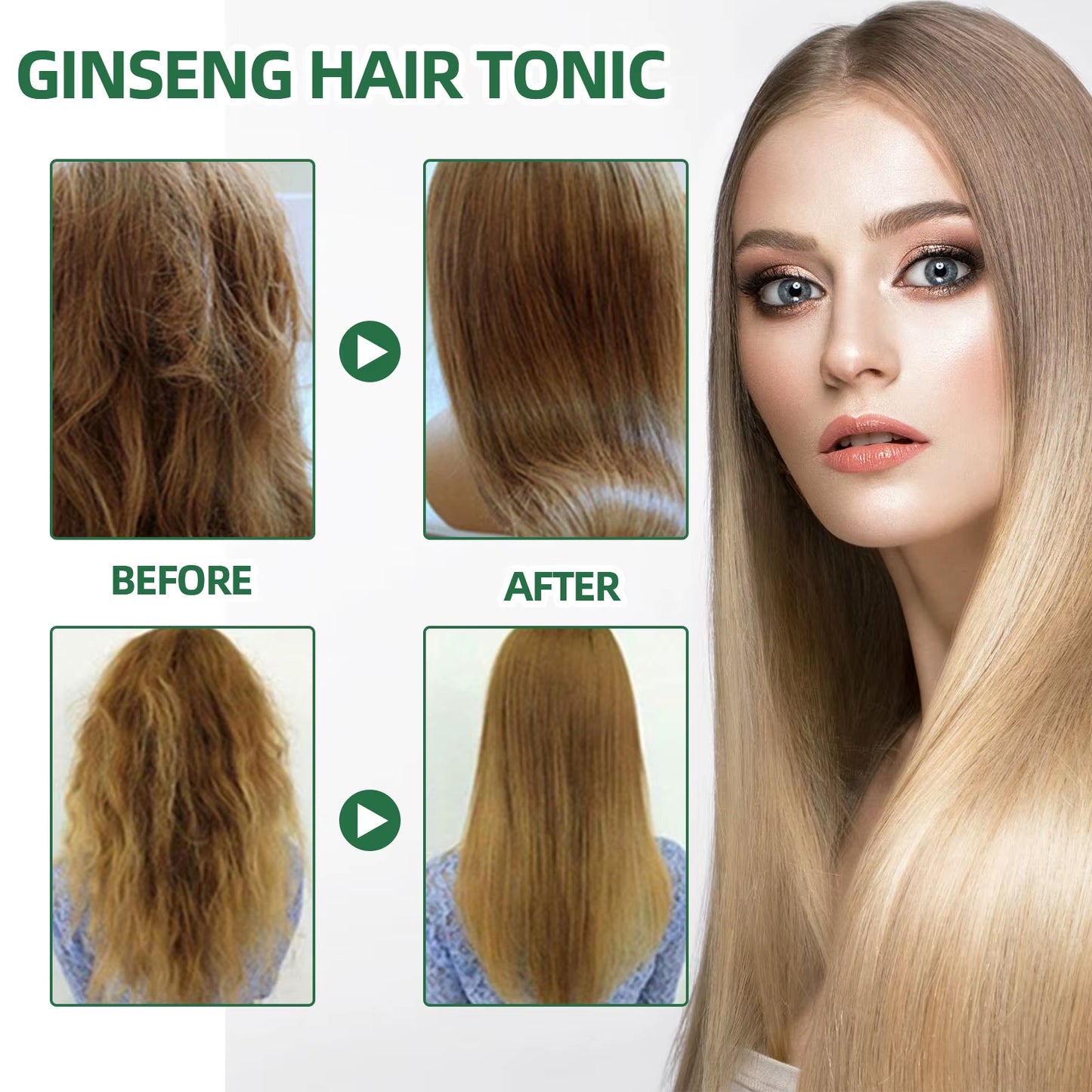 100Ml Ginseng Hair Serum for Men Women Nourishes Scalp Strengthen Root Repair Damaged Hair Herbal Hair Care Spray