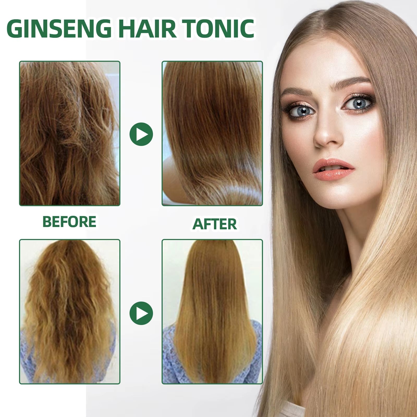 100Ml Ginseng Hair Serum for Men Women Nourishes Scalp Strengthen Root Repair Damaged Hair Herbal Hair Care Spray
