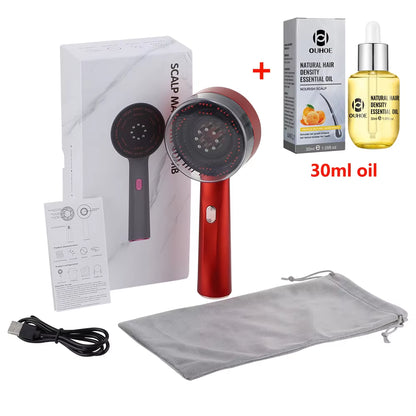 Electric Massage Comb Vibration Massager Red Light Follicle Comb Scalp Brush Hair Growth anti Hair Loss Liquid Oil Applicator