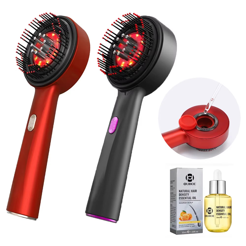 Electric Massage Comb Vibration Massager Red Light Follicle Comb Scalp Brush Hair Growth anti Hair Loss Liquid Oil Applicator