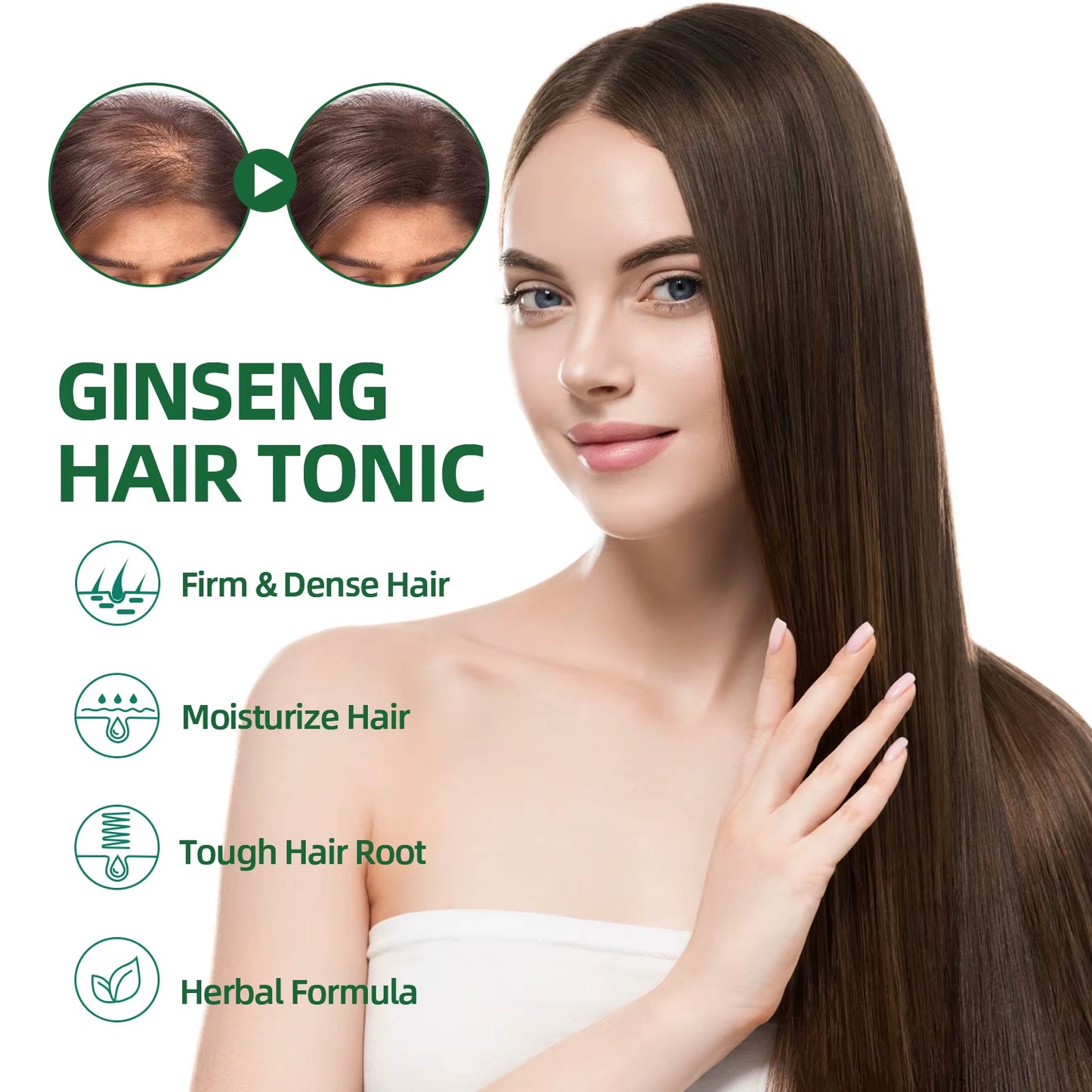 100Ml Ginseng Hair Serum for Men Women Nourishes Scalp Strengthen Root Repair Damaged Hair Herbal Hair Care Spray