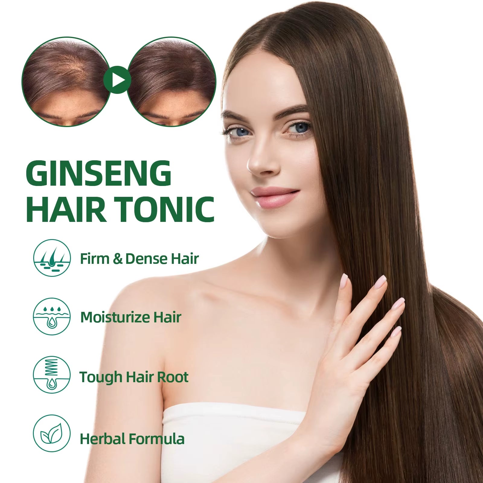100Ml Ginseng Hair Serum for Men Women Nourishes Scalp Strengthen Root Repair Damaged Hair Herbal Hair Care Spray