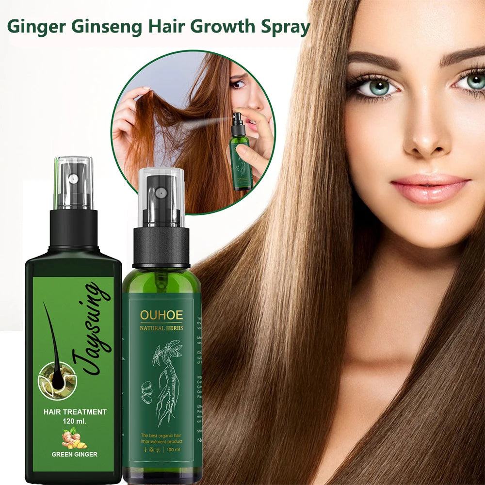 100Ml 120Ml Ginger and Ginseng Extract Hair Growth Spray for Men Women Nourish Scalp Strengthen Roots Repair Dry Frizzy Hair Oil