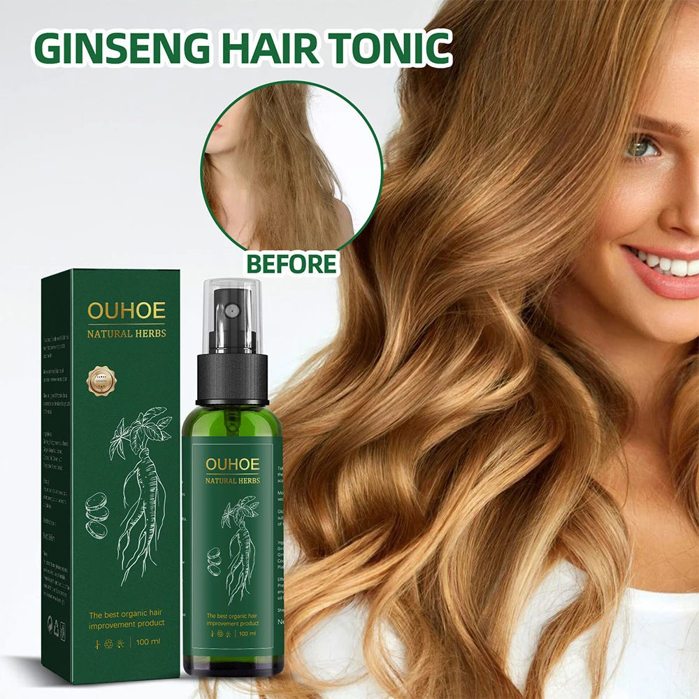 100Ml 120Ml Ginger and Ginseng Extract Hair Growth Spray for Men Women Nourish Scalp Strengthen Roots Repair Dry Frizzy Hair Oil