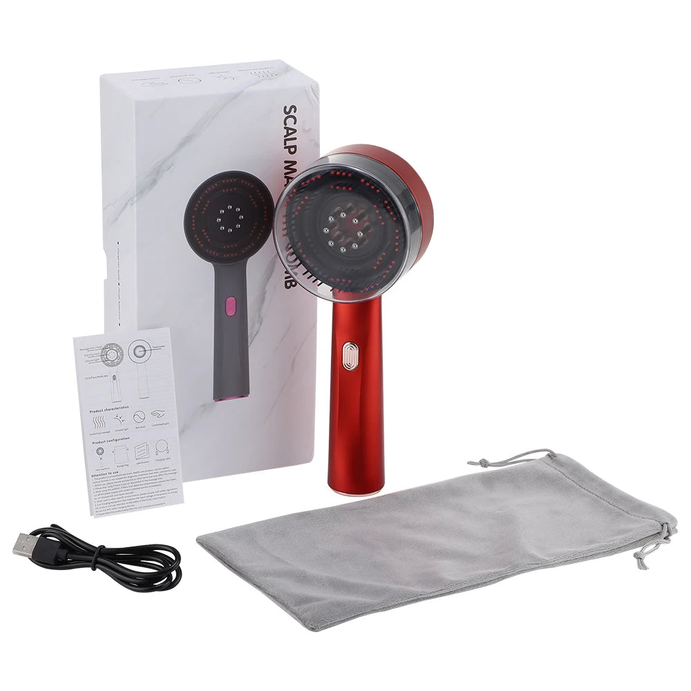 Electric Massage Comb Vibration Massager Red Light Follicle Comb Scalp Brush Hair Growth anti Hair Loss Liquid Oil Applicator
