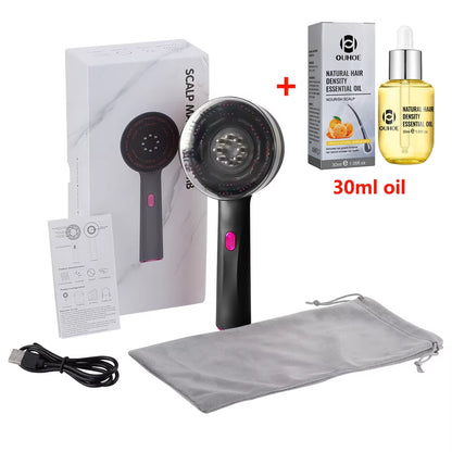 Electric Massage Comb Vibration Massager Red Light Follicle Comb Scalp Brush Hair Growth anti Hair Loss Liquid Oil Applicator